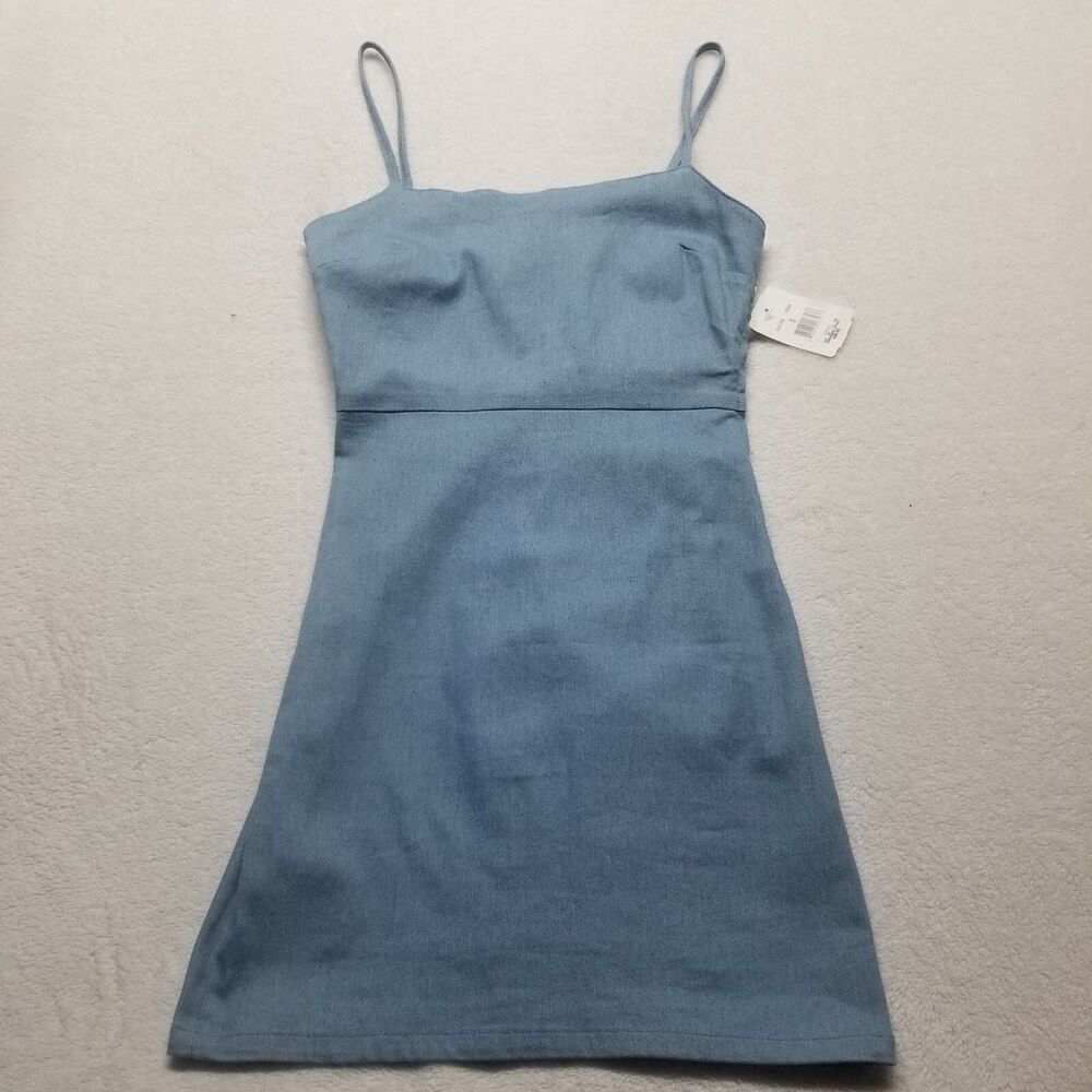 Midnight Doll Small Dress Denim Mini Sheath Stretch Sundress Preppy Classic NEW